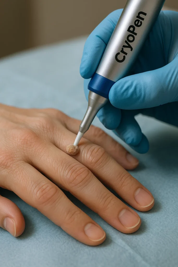 example of cryopen wart removal Uckfield treatment on a persons finger