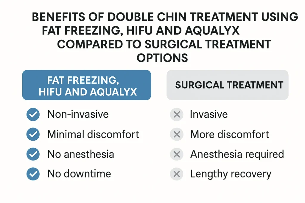 Graphic about the benefits of double chin treatment Uckfield - from LA LIPO