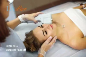 Woman having Hi-Fu to reduce wrinkles Uckfield.