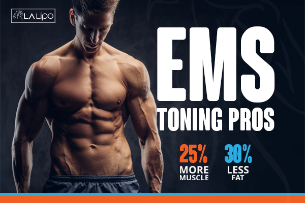 Graphic of man with toned body showing the benefits of LA-EMS Body Sculpting Uckfield treatment